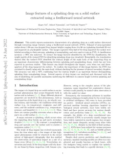 Image features of a splashing drop on a solid surface extracted using a
  feedforward neural network