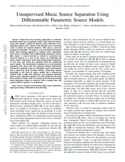 Unsupervised Music Source Separation Using Differentiable Parametric
  Source Models
