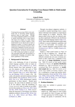 Question Generation for Evaluating Cross-Dataset Shifts in Multi-modal
  Grounding