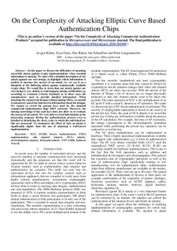On the Complexity of Attacking Elliptic Curve Based Authentication Chips