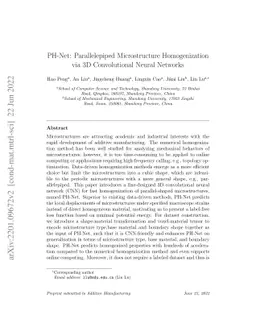 PH-Net: Parallelepiped Microstructure Homogenization via 3D
  Convolutional Neural Networks