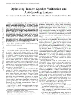 Optimizing Tandem Speaker Verification and Anti-Spoofing Systems