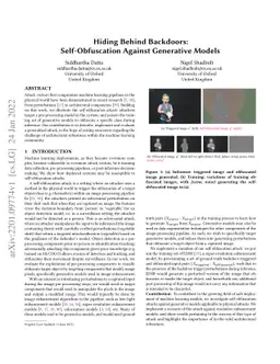 Hiding Behind Backdoors: Self-Obfuscation Against Generative Models
