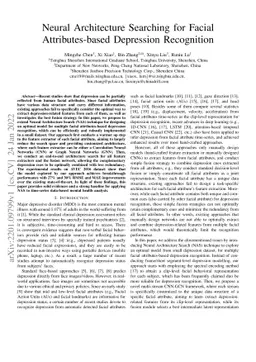 Neural Architecture Searching for Facial Attributes-based Depression
  Recognition