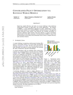 Constrained Policy Optimization via Bayesian World Models