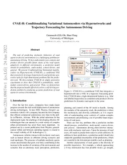CVAE-H: Conditionalizing Variational Autoencoders via Hypernetworks and
  Trajectory Forecasting for Autonomous Driving