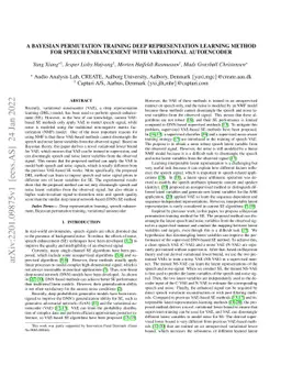 A Bayesian Permutation training deep representation learning method for
  speech enhancement with variational autoencoder