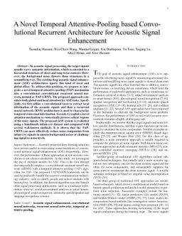 A Novel Temporal Attentive-Pooling based Convolutional Recurrent
  Architecture for Acoustic Signal Enhancement