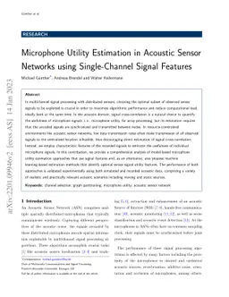 Microphone Utility Estimation in Acoustic Sensor Networks using
  Single-Channel Signal Features