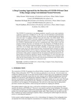 A Deep Learning Approach for the Detection of COVID-19 from Chest X-Ray
  Images using Convolutional Neural Networks