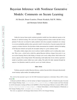 Bayesian Inference with Nonlinear Generative Models: Comments on Secure
  Learning