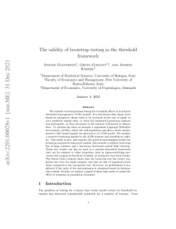 The validity of bootstrap testing in the threshold framework