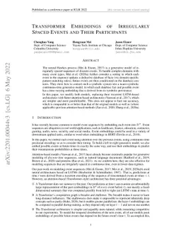 Transformer Embeddings of Irregularly Spaced Events and Their
  Participants