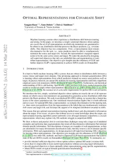 Optimal Representations for Covariate Shift