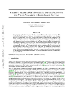 Croesus: Multi-Stage Processing and Transactions for Video-Analytics in
  Edge-Cloud Systems
