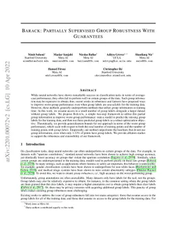 BARACK: Partially Supervised Group Robustness With Guarantees