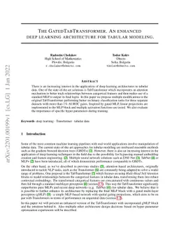 The GatedTabTransformer. An enhanced deep learning architecture for
  tabular modeling
