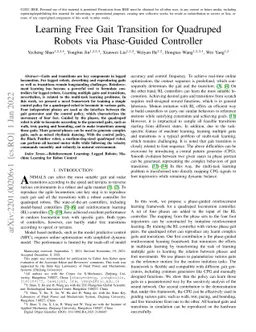 Learning Free Gait Transition for Quadruped Robots via Phase-Guided
  Controller