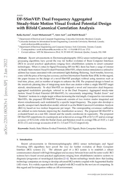 DF-SSmVEP: Dual Frequency Aggregated Steady-State Motion Visual Evoked
  Potential Design with Bifold Canonical Correlation Analysis