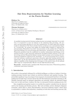 Fair Data Representation for Machine Learning at the Pareto Frontier