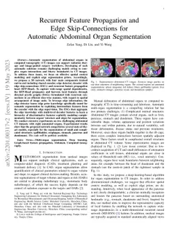 Recurrent Feature Propagation and Edge Skip-Connections for Automatic
  Abdominal Organ Segmentation