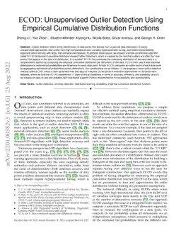 ECOD: Unsupervised Outlier Detection Using Empirical Cumulative
  Distribution Functions