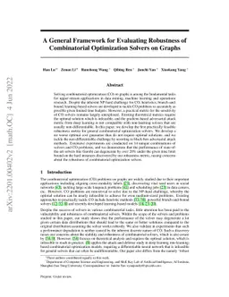 A General Framework for Evaluating Robustness of Combinatorial
  Optimization Solvers on Graphs