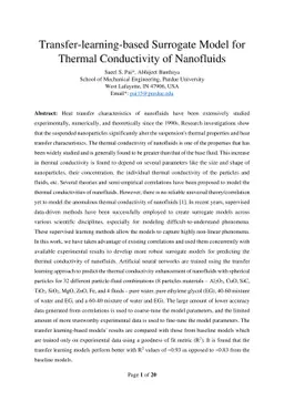 Transfer-learning-based Surrogate Model for Thermal Conductivity of
  Nanofluids