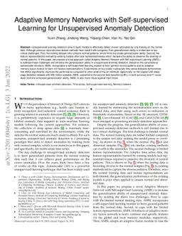 Adaptive Memory Networks with Self-supervised Learning for Unsupervised
  Anomaly Detection