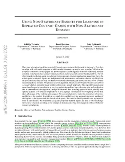 Using Non-Stationary Bandits for Learning in Repeated Cournot Games with
  Non-Stationary Demand