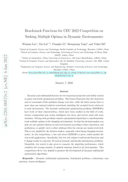 Benchmark Functions for CEC 2022 Competition on Seeking Multiple Optima
  in Dynamic Environments