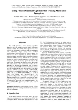Using Fitness Dependent Optimizer for Training Multi-layer Perceptron