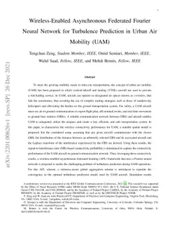 Wireless-Enabled Asynchronous Federated Fourier Neural Network for
  Turbulence Prediction in Urban Air Mobility (UAM)