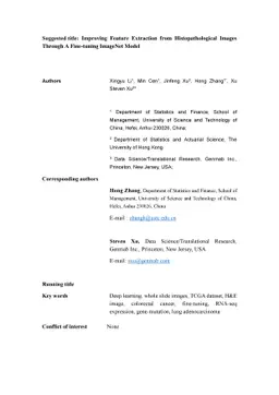 Improving Feature Extraction from Histopathological Images Through A
  Fine-tuning ImageNet Model