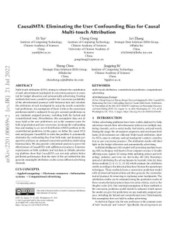 CausalMTA: Eliminating the User Confounding Bias for Causal Multi-touch
  Attribution