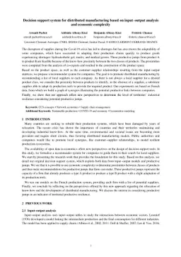 Decision support system for distributed manufacturing based on
  input-output analysis and economic complexity