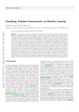 Classifying Turbulent Environments via Machine Learning