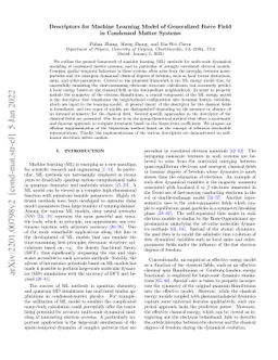 Descriptors for Machine Learning Model of Generalized Force Field in
  Condensed Matter Systems