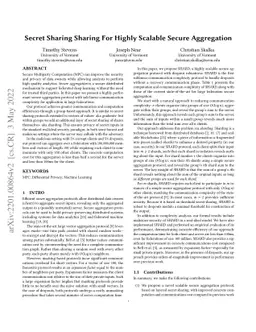Secret Sharing Sharing For Highly Scalable Secure Aggregation