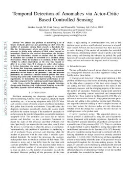 Temporal Detection of Anomalies via Actor-Critic Based Controlled
  Sensing
