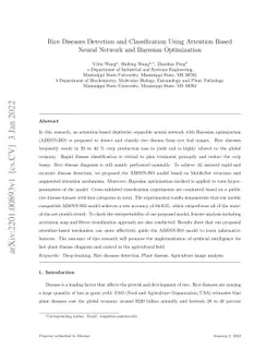 Rice Diseases Detection and Classification Using Attention Based Neural
  Network and Bayesian Optimization