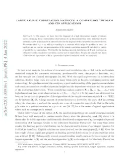 Large sample correlation matrices: a comparison theorem and its
  applications