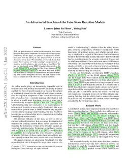 An Adversarial Benchmark for Fake News Detection Models