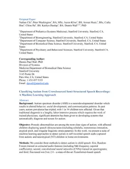 Classifying Autism from Crowdsourced Semi-Structured Speech Recordings:
  A Machine Learning Approach