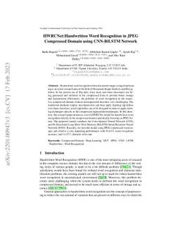 HWRCNet: Handwritten Word Recognition in JPEG Compressed Domain using
  CNN-BiLSTM Network
