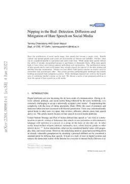 Nipping in the Bud: Detection, Diffusion and Mitigation of Hate Speech
  on Social Media