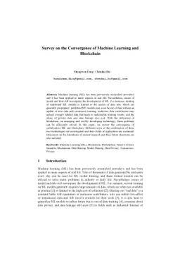 Survey on the Convergence of Machine Learning and Blockchain