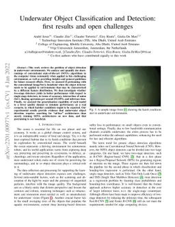 Underwater Object Classification and Detection: first results and open
  challenges
