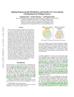 Aligning Domain-specific Distribution and Classifier for Cross-domain
  Classification from Multiple Sources