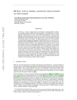 McXai: Local model-agnostic explanation as two games